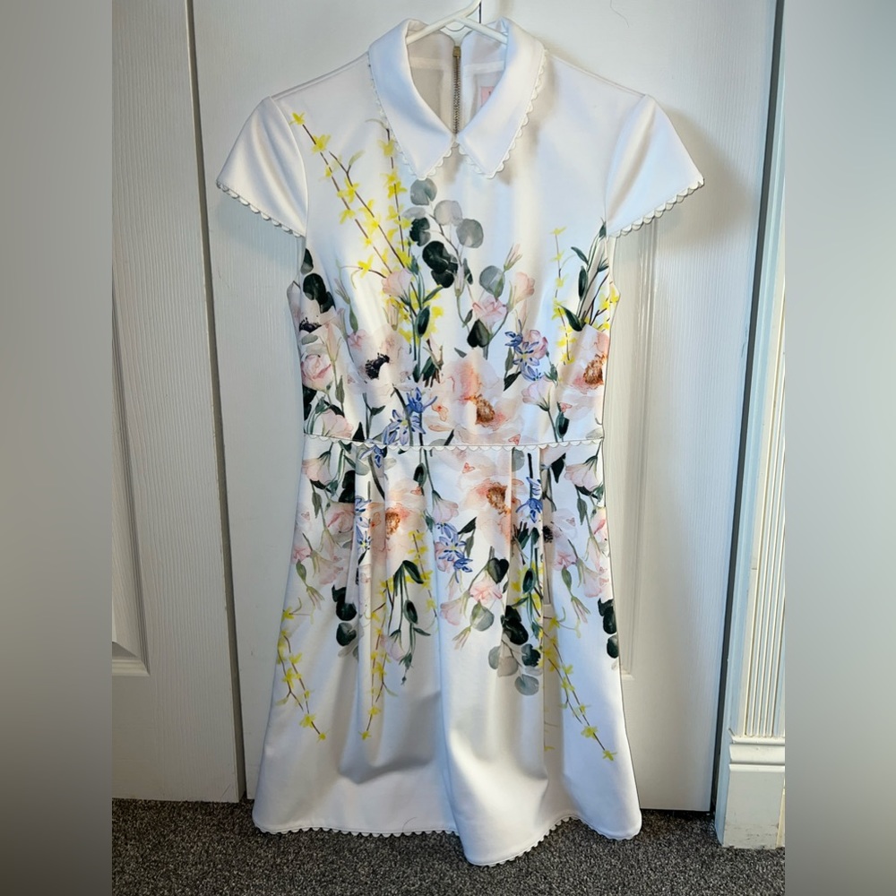 Ted Baker Elegance Scallop Floral Print Ponte Dress